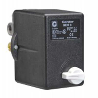 MDR3 (USA) air compressor switch from Condor, featuring a pressure regulation dial and compact design.