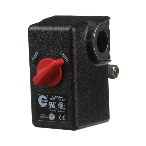 Condor MDR-11/11 EA compressor pressure switch for air systems and pumps, featuring adjustable settings for pressure control.